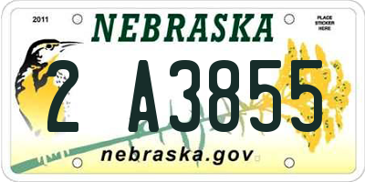 NE license plate 2A3855