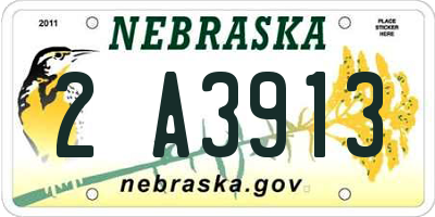 NE license plate 2A3913