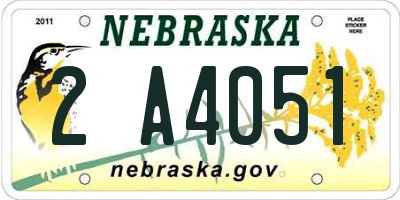 NE license plate 2A4051