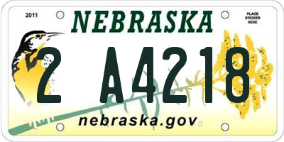 NE license plate 2A4218