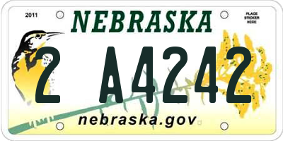 NE license plate 2A4242