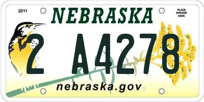 NE license plate 2A4278