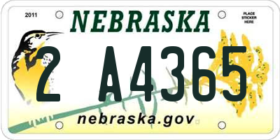 NE license plate 2A4365