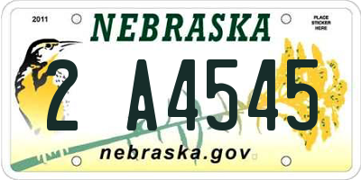 NE license plate 2A4545