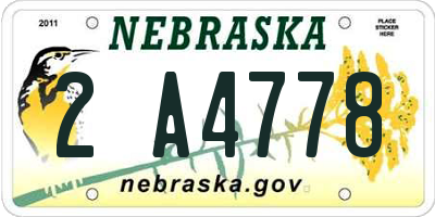 NE license plate 2A4778
