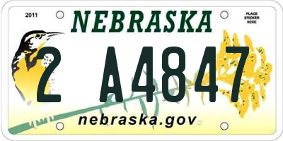 NE license plate 2A4847