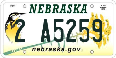 NE license plate 2A5259