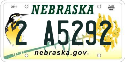 NE license plate 2A5292