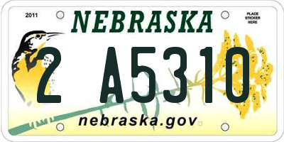 NE license plate 2A5310