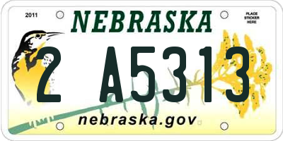 NE license plate 2A5313