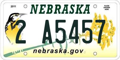 NE license plate 2A5457