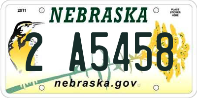 NE license plate 2A5458