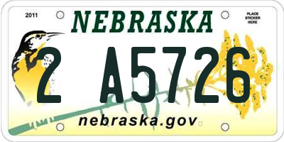 NE license plate 2A5726