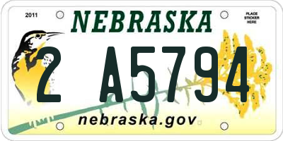 NE license plate 2A5794