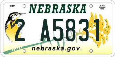 NE license plate 2A5831