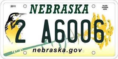 NE license plate 2A6006
