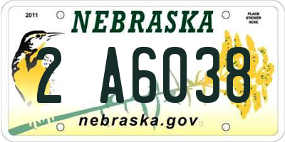NE license plate 2A6038