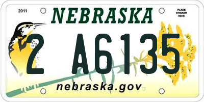 NE license plate 2A6135