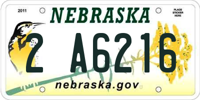 NE license plate 2A6216