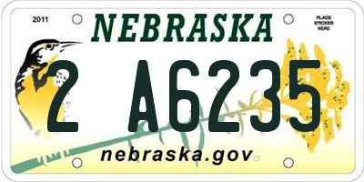 NE license plate 2A6235
