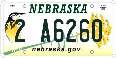 NE license plate 2A6260