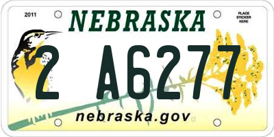 NE license plate 2A6277