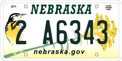 NE license plate 2A6343