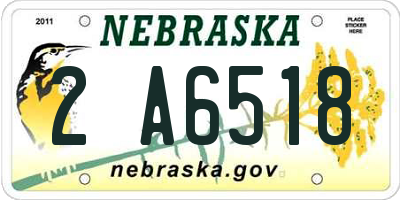 NE license plate 2A6518