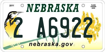 NE license plate 2A6922