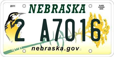 NE license plate 2A7016