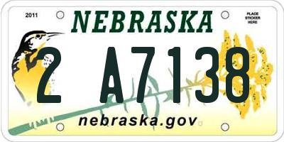 NE license plate 2A7138
