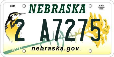 NE license plate 2A7275
