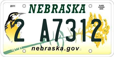 NE license plate 2A7312