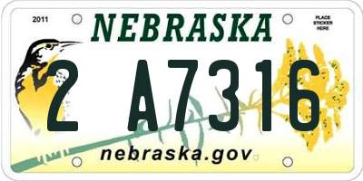 NE license plate 2A7316