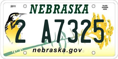 NE license plate 2A7325