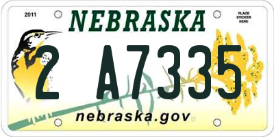 NE license plate 2A7335