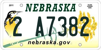 NE license plate 2A7382