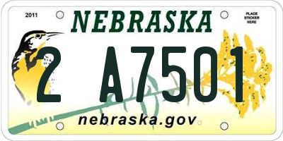 NE license plate 2A7501