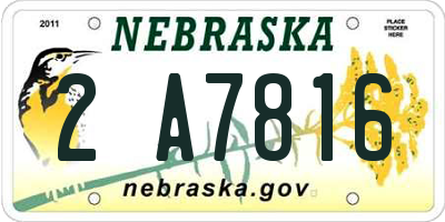 NE license plate 2A7816