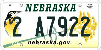 NE license plate 2A7922