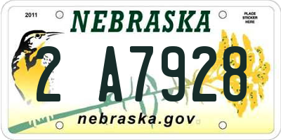 NE license plate 2A7928