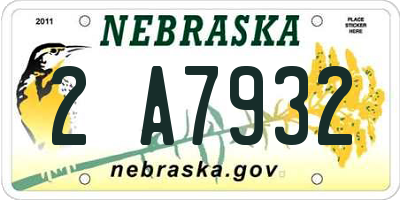NE license plate 2A7932