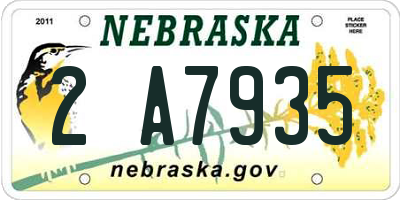 NE license plate 2A7935