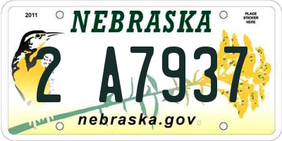 NE license plate 2A7937