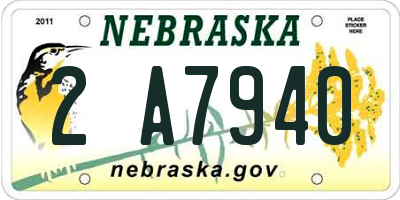 NE license plate 2A7940