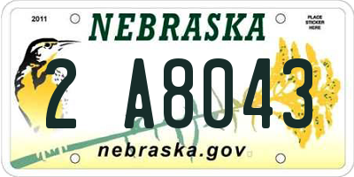 NE license plate 2A8043