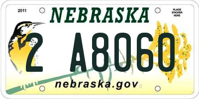 NE license plate 2A8060