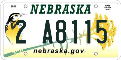 NE license plate 2A8115