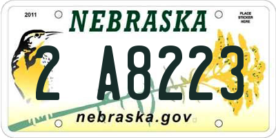 NE license plate 2A8223