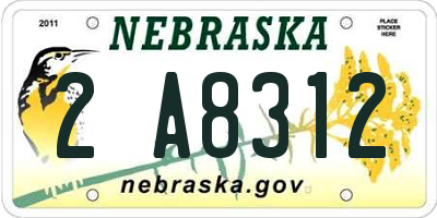 NE license plate 2A8312